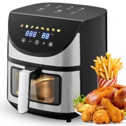 Friteuse électrique multifonctionnelle en acier inoxydable avec écran tactile LCD, four visible de grande capacité, 7L