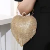 Sac de soirée en strass motif cœur, sac à main argenté pour femmes, – Image 3