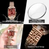 POEDAGAR-Montre-bracelet à quartz rectangulaire en acier inoxydable pour femme, élégante, étanche, – Image 4