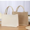Sac d'épicerie en toile de jute, fourre-tout en coton, sacs à main écologiques, sac de rangement portable – Image 2