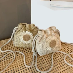 Sac en Paille de Plage pour Femme, Design Créatif, Classique, Chic, Tournesol,