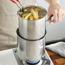 Friteuse en acier inoxydable 304, avec panier à frire, Pot alimentaire auxiliaire pour approfondir le Pot à lait japonais,