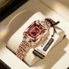 POEDAGAR-Montre-bracelet à quartz rectangulaire en acier inoxydable pour femme, élégante, étanche, – Image 2
