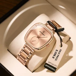 POEDAGAR montre de luxe pour femme étanche en acier inoxydable