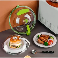 Couvercle anti-éclaboussures transparent pour micro-ondes, protecteur de couvercle avec évents à vapeur, garde votre micro-ondes propre,