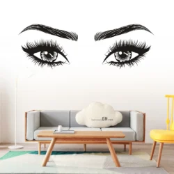 Autocollant décoration Mode filles cils sourcils yeux Stickers muraux salon décoration décalcomanies pour meubles