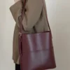 Sacs à bandoulière en cuir pour femmes, sacs à main seau, design décontracté, – Image 1