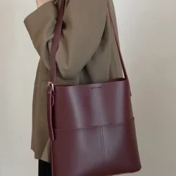 Sacs à bandoulière en cuir pour femmes, sacs à main seau, design décontracté,
