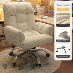 Chaise de Bureau Ergonomique et Douce, Fauteuil de Jeu, Dossier Confortable, Accoudoir Réglable, Sauna, Inclinable, Loisirs,