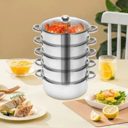Cuiseur vapeur multifonction en acier inoxydable à 5 couches, 26cm/28cm/30cm, pour la cuisson