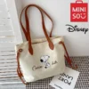 MINISO Disney série Snoopy toile sac seau d'eau sac dessin animé lettre imprimé sac fourre-tout mignon mode sac décontracté sac à main – Image 2