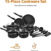 Ensemble de casseroles et poêles à frire Wok, ensemble de 15 pièces – Image 4