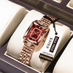 POEDAGAR-Montre-bracelet à quartz rectangulaire en acier inoxydable pour femme, élégante, étanche,