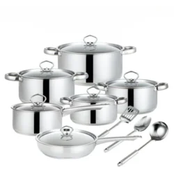 Ensemble de casseroles en acier inoxydable 410, 15 pièces, 12 pièces