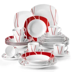 Ensemble de vaisselle en porcelaine blanche avec tasse, 18/20/30/36/60 pièces