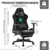 Chaise de jeu Symino avec repose-pieds, chaise PC design chaise de course, cuir PU vintage, chaise de bureau ergonomique – Image 2