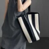 Sac en toile rayée pour femmes, fourre-tout de grande capacité – Image 1