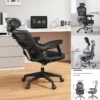 Chaise de Bureau Ergonomique en Maille Rehaussable, avec Support Lombaire 4D, Coussin de Siège en Latex – Image 1