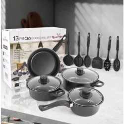 Ensemble d'ustensiles de cuisine, pot à lait, marmite à soupe, petite poêle à fond plat, couvercle et pelle pour former un ensemble de casseroles, 13 pièces