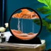 Sablier 3D, sable mouvant mobile, image d'art, verre rond, paysage de sable de mer profonde, peinture artisanale fluide, décoration de bureau et de maison, cadeau – Image 1