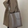 Sacs à bandoulière en cuir pour femmes, sacs à main seau, design décontracté, – Image 2