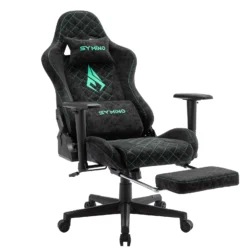 Chaise de jeu Symino avec repose-pieds, chaise PC design chaise de course, cuir PU vintage, chaise de bureau ergonomique