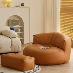 Chaise pouf en cuir avec rembourrage, sol paresseux rond, canapé simple, tatami pour chambre à coucher, salon, meubles de maison