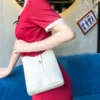 Sac à bandoulière Crocodile pour femmes, ruban imprimé, sangle d'épaule, sac seau de grande capacité – Image 3