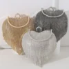Sac de soirée en strass motif cœur, sac à main argenté pour femmes, – Image 1