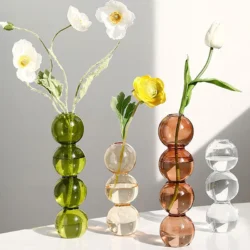 Vases à fleurs en verre teinté, ornements japonais, salon nordique, sphères créatives simples, petit vase à bulles,1 pièce