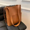 Sacs à bandoulière en cuir pour femmes, sacs à main seau, design décontracté, – Image 5