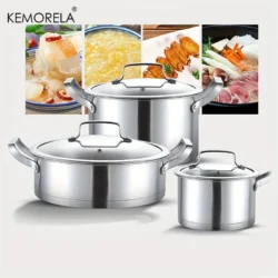 Ensemble de casseroles en acier inoxydable 16/20/24cm, Pot à soupe épais à Angle droit, Pot à lait, Pot à frire, cuiseur vapeur, ustensiles de cuisine