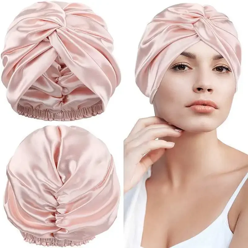 Bonnet De Nuit En Soie/satin Pour Cheveux - Protection Anti-frisottis, Bande Ajustable - Modèle Charlotte Rose