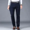 Pantalon décontracté homme classique - Coupe droite ample et taille haute - Tissu 98% coton avec élastique – Image 4